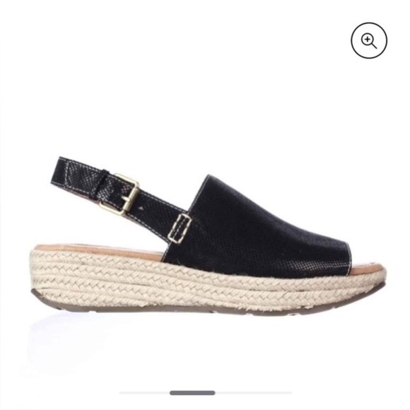 Womens NATURALIZER N5 COMFORT BLACK PEEP TOE ESPADRILLES SIZE 8 NEW NO BOX - Picture 2 of 9